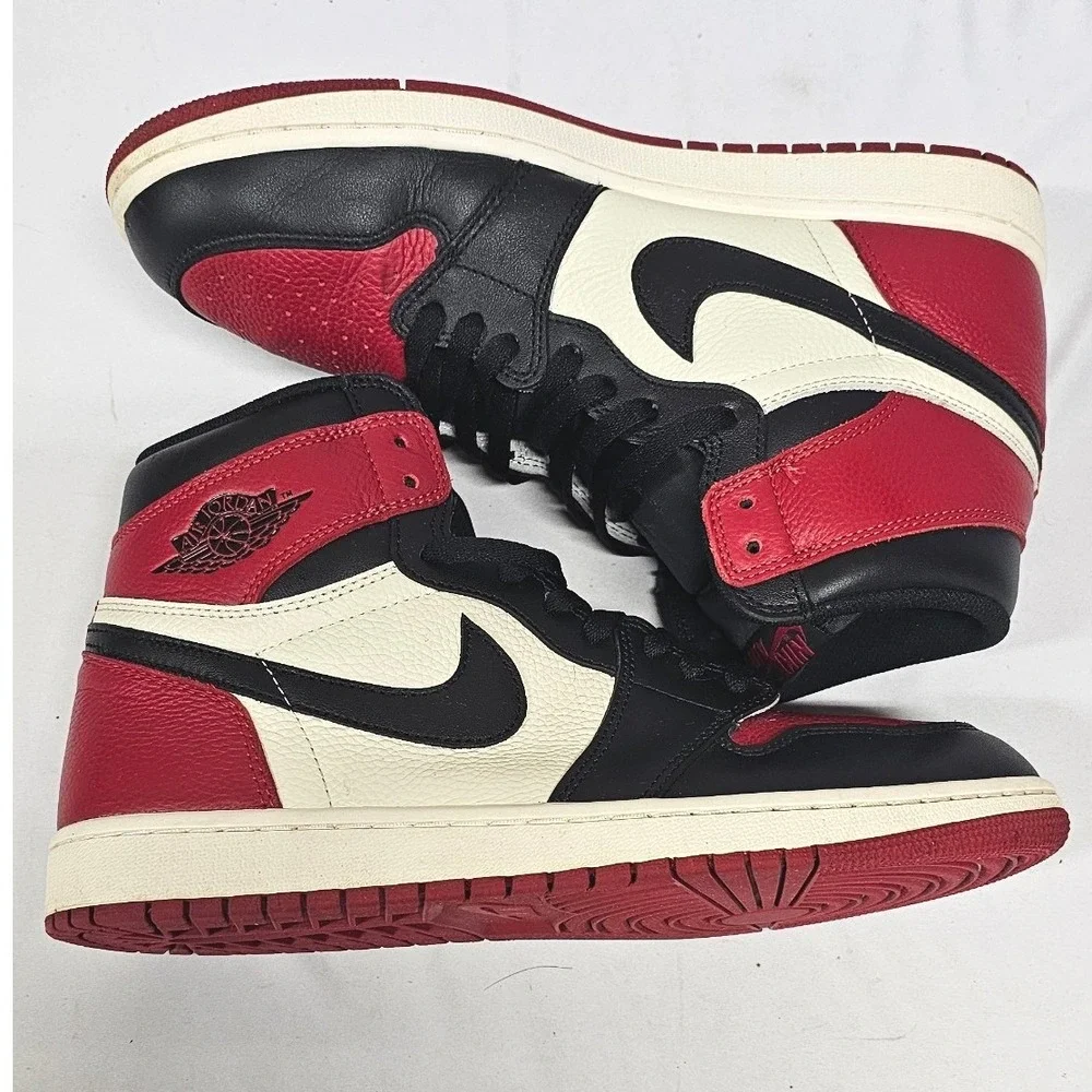 Nike Air Jordan 1 Retro High OG Bred Toe Red Black White 555088-610 Mens